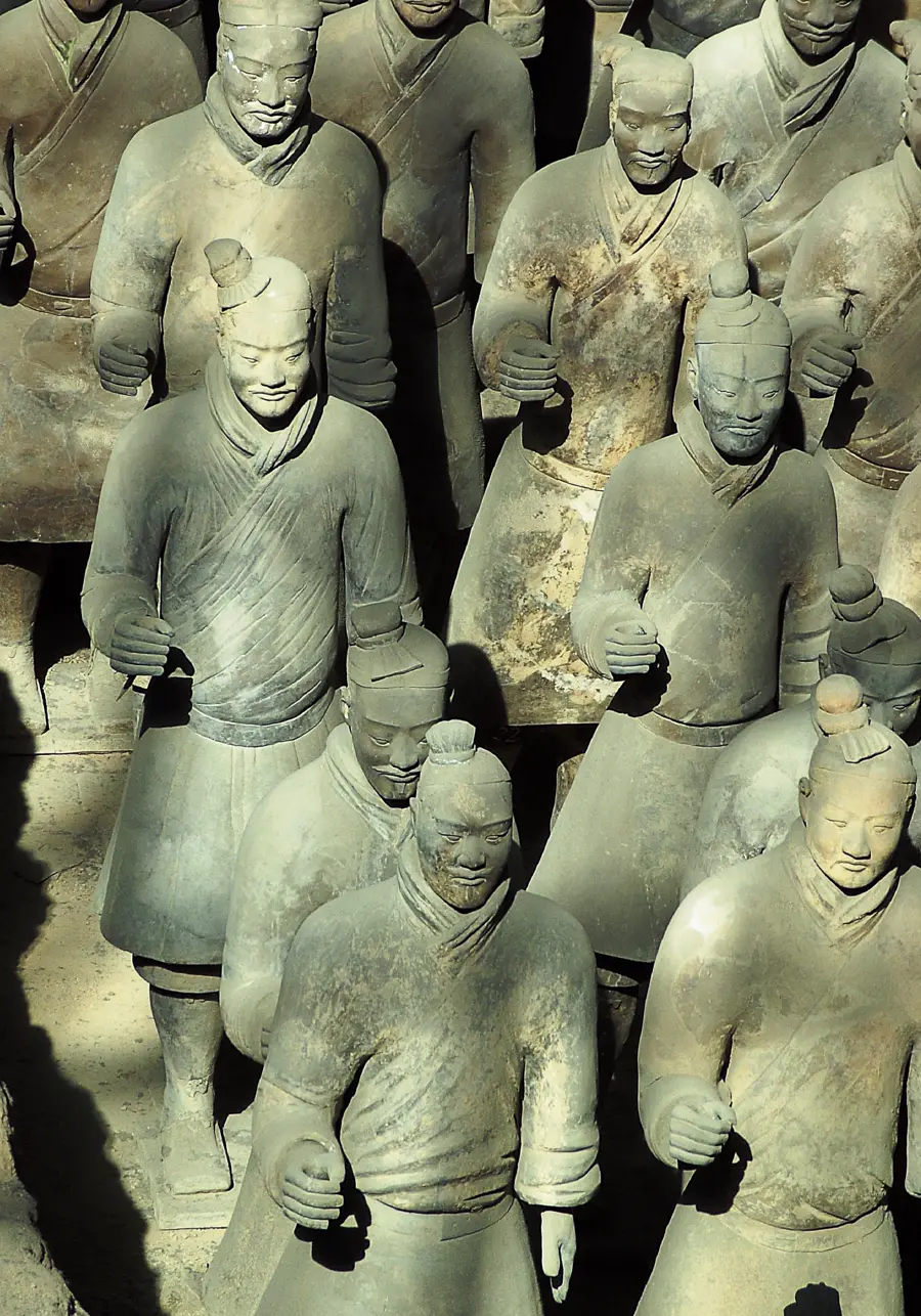Rows of terracotta warriors in Xi’an